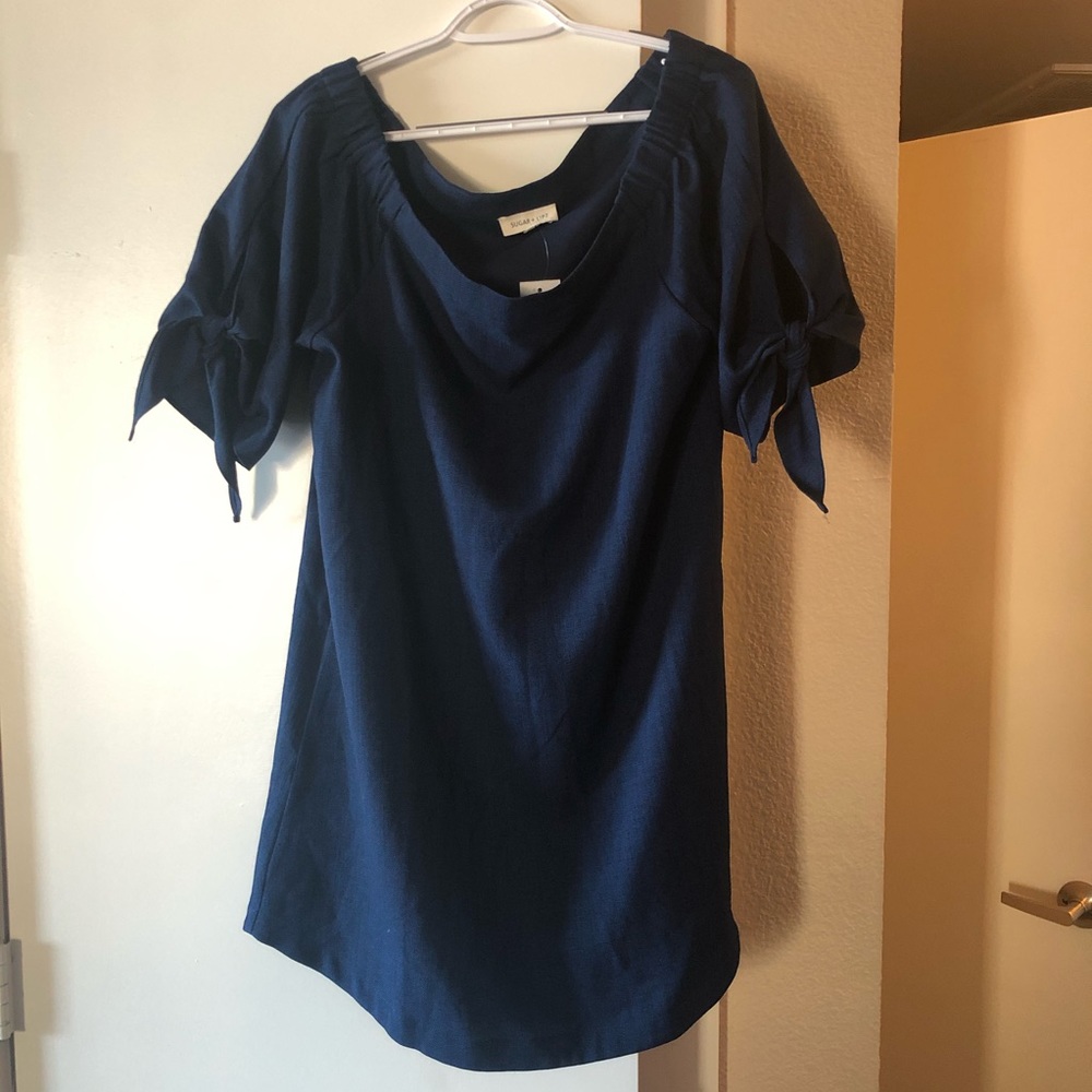 NEW off the shoulder navy blue SUGAR LIPS dress L